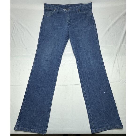 Wrangler Men's 936PWD Regular Fit Straight Leg Western Blue Jeans - Size 38x34.5 - Picture 1 of 6